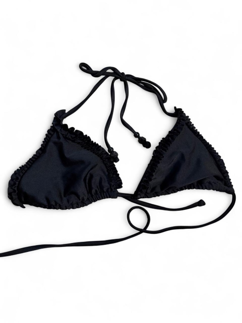 Aerie Black Ruffle Trim Bikini Top
